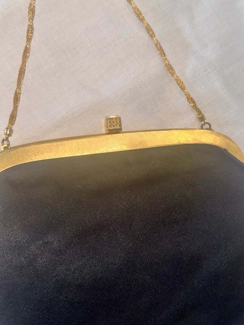 Rosenfeld Saks Fifth Avenue Black Satin Evening Clutch Handbag